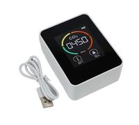 Gettimore Détecteur de dioxyde de carbone avec surveillance de la température et de l'humidité pour la qualité de l'air intérieur, plage de CO2 400-500 ppm, 0-50 °C et 0-99 % RH, affichage LED 4