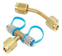 Gettimore Ensemble de raccords AC en laiton en forme de T et incurvé, connecteur de valve réglable, réparation de tuyauterie de climatisation de voiture et recharge de gaz