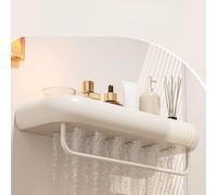 Gettimore Étagère de rangement murale pour salle de bain, sans perçage, en plastique, avec tampons, vis, articles de toilette et serviettes, 30 cm ou 40 cm Crème