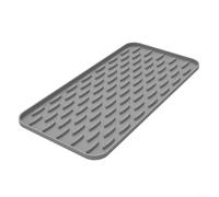 Gettimore Grand tapis de séchage en silicone 39,5 x 19 cm, design concave anti-déversement, protecteur de comptoir, résistant à la chaleur, tapis d'évier de cuisine, gris
