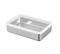 Gettimore Hermétique pour boîte de fermentation en acier inoxydable avec couvercle transparent, joint en silicone et valve de décharge de gaz, pâte, salade et stockage des aliments, argent (800 ml)