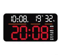 Gettimore Horloge murale numérique LED silencieuse avec affichage de la température, de la date et du jour de la semaine, pour double fonction alarme, horloge moderne avec télécommande pour salon, 337