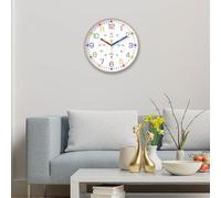 Gettimore Horloge murale silencieuse d'apprentissage de 30,5 cm, sans tic-tac, horloge éducative pour enseignement de l'heure, horloge avec design vibrant pour chambre à coucher, salle de jeux