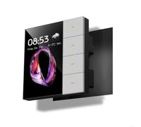 Gettimore Interrupteur mural intelligent Ja-3.5, écran tactile de 8,9 cm, contrôle de la lumière pour rideau, 4 scénarios, 8 scènes, gradation hors ligne pour domotique (noir)