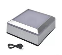 Gettimore Interrupteur tactile LED avec base lumineuse pour affichage 3D en boule de cristal, 6 modes de couleur, support carré argenté pour bijoux en acrylique, USB et à piles (carré)