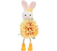 Gettimore Pendentif floral de Pâques avec oreilles pliables réglables pour décoration de lapin avec détails floraux pour décoration de maison, fête, vacances, violet (jaune)
