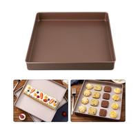 Gettimore Plaque de cuisson carrée en acier au carbone anti-adhésif 28 cm pour brownies lasagnes, doré