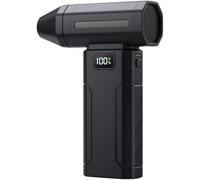 Gettimore Puissant pour mini ventilateur turbo 100 000 tr/min, ventilateur portable réglable à 5 vitesses, 6000 mAh pour batterie, LED intégrée, surchauffe pour la protection, corps en métal (noir)