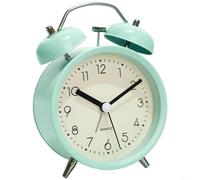 Gettimore Réveil silencieux en métal avec affichage lumineux et veilleuse, cloche mécanique puissante pour enfants et étudiants, pour un design compact, noir mat (vert macaron)