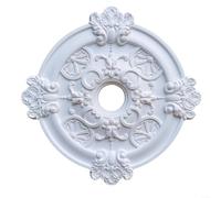 Gettimore Rosace de plafond ronde blanche circulaire en polyuréthane - Panneau de lampe décoratif - 39 cm