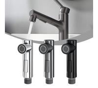Gettimore Tête de pulvérisateur de cuisine avec bec extractible pour robinet de salle de bain, robinet de douche, raccord standard G1/2, aérateur de robinet ABS économiseur d'eau, argenté