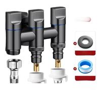 Gettimore Vanne d'angle à triple sortie en cuivre robuste, 3 commandes indépendantes pour lave-lavabo, toilettes, projection murale de 4,5 cm, filetage de 1,2 cm (C)