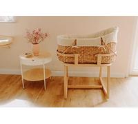 Geuther Moses Set | Moses basket & foot | 3 en 1 : lit d'enfant, berceau et nacelle | Fonction berceuse douce | en osier naturel | 100% coton bio | Couleur : menthe