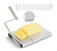 Gevvnss Trancheuse à Fromage Acier Inoxydable,Coupe Fromage&Jambon avec Fil | Planche à Découper pour Beurre, Foie Gras, 5 Fils de Rechange Inclus,accessoire cuisine(21x13x2.5cm)
