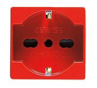 GEWISS - GW20296DY Prise Standard Italien/Allemand 250V AC, pour lignes dédiées, 2P+T 16A Bivalente, P40, 2 modules, Rouge, System
