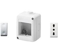 Gewiss Récipient pour appareils 27 Combi protégé 2 Places Gris RAL 7035 IP40 avec Nr. 1 Prise bivalente Blanche, Nr. 1 inverseur Blanc