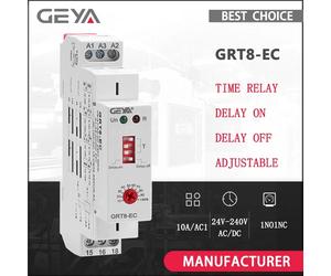 GEYA GRT8-EC 10A relais de minuterie double fonction relais de retard ou d'arrêt AC220V AC380V ACDC24V-240V relais de temps CE CB ROHS