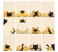 Geyoga Lot de 12 blocs de notes adhésives en forme de chat noir - 10,2 x 7,6 cm - Pour les amoureux des animaux, la rentrée scolaire, fournitures de bureau, fête d'anniversaire