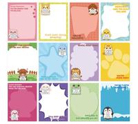 Geyoga Lot de 12 blocs-notes adhésifs en forme d'animal mignon | Bloc-notes motivant amusant de dessin animé pour amoureux des animaux, cadeau, école, enseignant, personnel