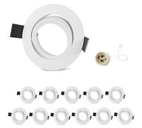 GeyouLux 12x Spot Encastrable GU10 Orientables Aluminium Blanc, Projecteurs Cadre De Montage Avec Douille GU10, Rond Support Spot Encastrable Plafond Pour LED Ou Halogènes, Trou de montage ø75mm
