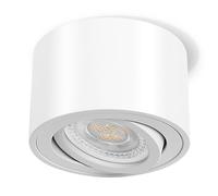 GeyouLux 1x Spots de Plafond Blanc - Extra plat & pivotant à 38° - Ø80x50mm - Spot en saillie Orientable - 5W 500LM 4000K - Module LED 230V Inclus - Aluminium LED Plafonnier Spot