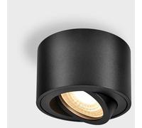 GeyouLux 1x Spots de Plafond Noir - Extra plat & pivotant à 38° - Ø80x50mm - Spot en saillie Orientable - 5W 500LM 3000K - Module LED 230V Inclus - Aluminium LED Plafonnier Spot