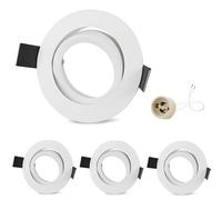 GeyouLux 4x Spot Encastrable GU10 Orientables Aluminium Blanc, Projecteurs Cadre De Montage Avec Douille GU10, Rond Support Spot Encastrable Plafond Pour LED Ou Halogènes, Trou de montage ø75mm