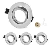 GeyouLux 4x Spot Encastrable GU10 Orientables Aluminium Nickel, Projecteurs Cadre De Montage Avec Douille GU10, Rond Support Spot Encastrable Plafond Pour LED Ou Halogènes, Trou de montage ø75mm
