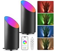 GeyouLux 5W RGBW LED Uplight Spot Dimmable, 16 Millions de Couleurs Lampe Sur Pied de Salon Avec TéLéCommande, ContrôLe via L'App, Minuterie, Mode Musique Pour Salon, Jeux VidéO, Noir 2 Pièces