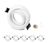 GeyouLux 6x Cadre Spot Encastrable GU10 Blanc, Orientable 45°, Cadre en Fer, Découpe 68-75mm, Ø87mm Plat, Douille GU10 Céramique 230V, IP20, sans Ampoule