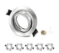 GeyouLux 6x Cadre Spot Encastrable GU10 Nickel, Orientable 45°, Cadre en Fer, Découpe 68-75mm, Ø87mm Plat, Douille GU10 Céramique 230V, IP20, sans Ampoule