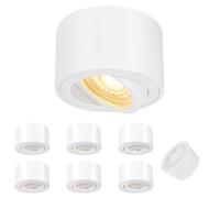 GeyouLux 6x Spots de Plafond Blanc - Extra plat & pivotant à 38° - Ø80x50mm - Spot en saillie Orientable - 5W 500LM 3000K - Module LED 230V Inclus - Aluminium LED Plafonnier Spot