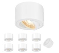 GeyouLux 6x Spots de Plafond Blanc - Extra plat & pivotant à 38° - Ø80x50mm - Spot en saillie Orientable - 5W 500LM 4000K - Module LED 230V Inclus - Aluminium LED Plafonnier Spot
