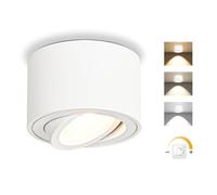 GeyouLux Dimmable LED Spot en Saillie Orientable, 5W Spots de Plafond, Ø80x50mm 3000K/4000K/6500K Rotation à 30° Spot Salle de Bain, Aluminium Rond Blanc Plafonnier Spot LED Orientable, 1 pièce