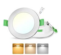 GeyouLux Lot de 1 Spot LED Encastrable 68mm, 7W Spots de Plafond Encastre Extra Plat 2700K/4000K/6500K Réglable, Intensité variable 10-100% IP44 Spot Salle de Bain LED pour Salon Cuisine, Rond Nickel