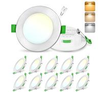 GeyouLux Lot de 10 Spot LED Encastrable 75-90mm, 7W Spots de Plafond Encastre Extra Plat 2700K/4000K/6500K Réglable, Intensité variable IP44 Spot Salle de Bain LED pour Salon Cuisine, Rond Nickel