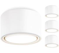 GeyouLux Lot de 4 Plafonnier Blanc IP44 en Saillie, Spot Led GX53 Remplaçable 6W 680LM 4000K Lumière Naturelle, Aluminium Ø95x55mm pour Cuisine Chambre Salon