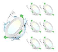 GeyouLux Lot de 6 Spot LED Encastrable 68mm, 7W Spots de Plafond Encastre Extra Plat 2700K/4000K/6500K Réglable, Intensité variable 10-100% IP44 Spot Salle de Bain LED pour Salon Cuisine, Rond Nickel