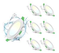 GeyouLux Lot de 6 Spot LED Encastrable 75-90mm, 7W Spots de Plafond Encastre Extra Plat 2700K/4000K/6500K Réglable, Intensité variable IP44 Spot Salle de Bain LED pour Salon Cuisine, Rond Nickel