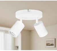 GeyouLux Plafonnier 2 Spots LED Orientable, Spots de Plafond GU10, Plafonnier Spot Blanc, Luminaire Spot Rampe Spot, Applique Spot Rond pour Cuisine, Salon, Chambre (Sans Ampoule)