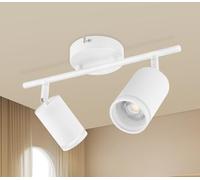 GeyouLux Plafonnier 2 Spots LED Orientable, Spots de Plafond GU10, Plafonnier Spot Blanc, Luminaire Spot Rampe Spot, Applique Spot pour Cuisine, Salon, Chambre (Sans Ampoule)