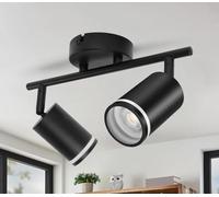 GeyouLux Plafonnier 2 Spots LED Orientable, Spots de Plafond GU10, Plafonnier Spot Noir, Luminaire Spot Rampe Spot, Applique Spot pour Cuisine, Salon, Chambre (Sans Ampoule)