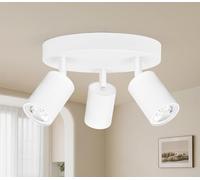 GeyouLux Plafonnier 3 Spots LED Orientable, Spots de Plafond GU10, Plafonnier Spot Blanc, Luminaire Spot Rampe Spot, Applique Spot Rond pour Cuisine, Salon, Chambre (Sans Ampoule)