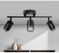 GeyouLux Plafonnier 3 Spots LED Orientable, Spots de Plafond GU10, Plafonnier Spot Noir, Luminaire Spot Rampe Spot, Applique Spot pour Cuisine, Salon, Chambre (Sans Ampoule)