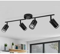 GeyouLux Plafonnier 4 Spots LED Orientable, Spots de Plafond GU10, Plafonnier Spot Noir, Luminaire Spot Rampe Spot, Applique Spot pour Cuisine, Salon, Chambre (Sans Ampoule)