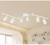 GeyouLux Plafonnier 6 Spots LED Orientable, Spots de Plafond GU10, Plafonnier Spot Blanc, Luminaire Spot Rampe Spot, Applique Spot pour Cuisine, Salon, Chambre (Sans Ampoule)