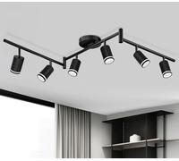 GeyouLux Plafonnier 6 Spots LED Orientable, Spots de Plafond GU10, Plafonnier Spot Noir, Luminaire Spot Rampe Spot, Applique Spot pour Cuisine, Salon, Chambre (Sans Ampoule)