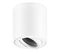 GeyouLux Spot GU10 en Saillie Blanc, Ø80x84mm Spot Plafond Rond, Orientable 30°, Plafonnier 230V avec Douille GU10, Spot de Surface en Aluminium, Sans Ampoule, 1 Pièce