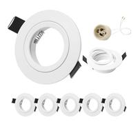 GeyouLux Spot LED Encastrable 230V Cadre Avec Douille GU10, Spots de plafond en Aluminium Blanc, Rond plat Spots Salle de bain spot cadre d'encastrement 68mm pour GU1O/MR16 Lot de 6