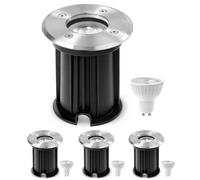 GeyouLux Spots Encastrable Extérieur, avec Ampoule GU10 6W, IP67, Lot 4 | 2700K, Ampoule Remplaçable, Façade en Acier Inoxydable, Capacité de Charge de 2 000 kg, pour Pelouse, Allée, Terrasse, Jardin